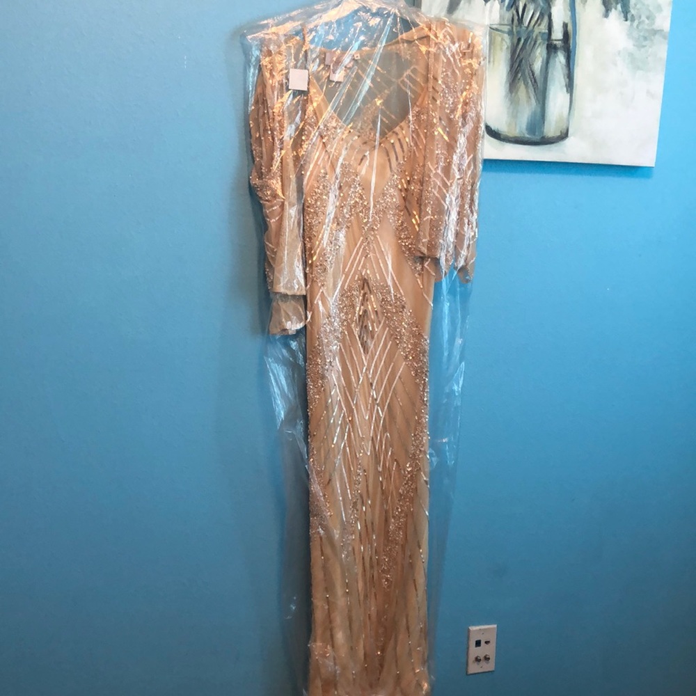 COPY - Pure 100% Silk long  dress with matching j…